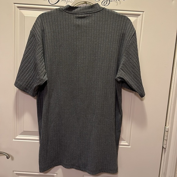 Ranchero men’s grey ribbed pull over shirt / polyester -Stretch material/ Size L - Picture 7 of 8